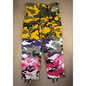 Rothco Gnarcotic Pants Men Size S 27-31 Stinger Yellow‎ Camo Patchwork Cargo BDU